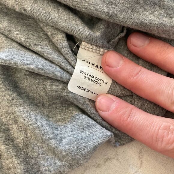 Cuyana Grey Boat Neck Pima Cotton long Sleeve Tee Shirt Medium - Picture 3 of 6